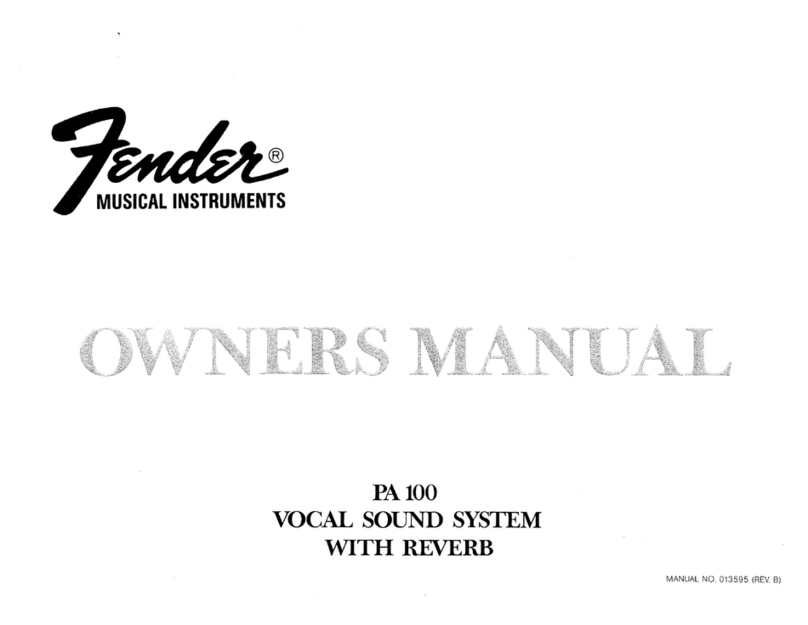 Fender VOCAL SOUND SYSTEM WITH REVERB PA 100 owner's manual