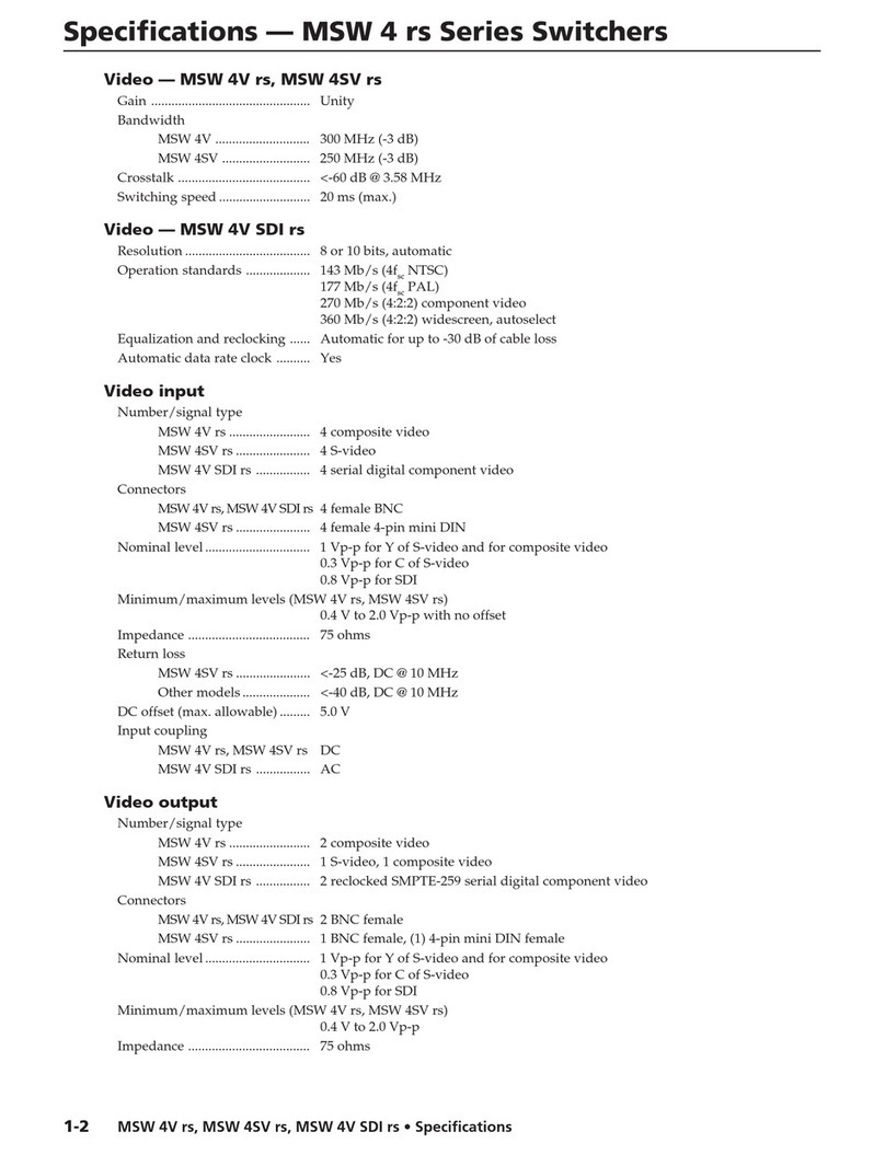 Extron electronics MSW 4SV rs Specifications