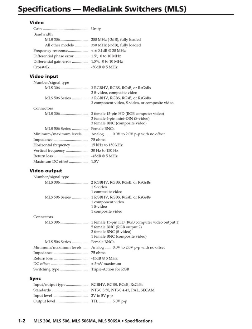 Extron electronics MLS 306 Specifications
