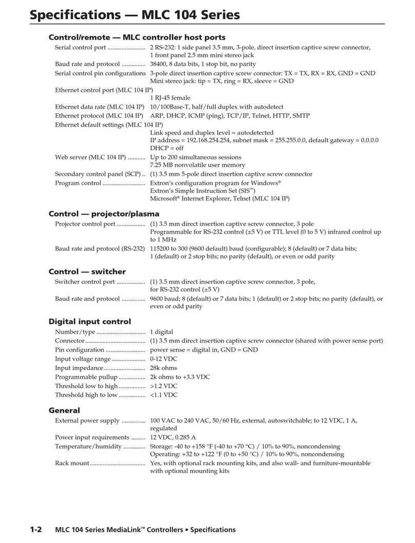 Extron electronics MediaLink Controllers MLC 104 Series User manual