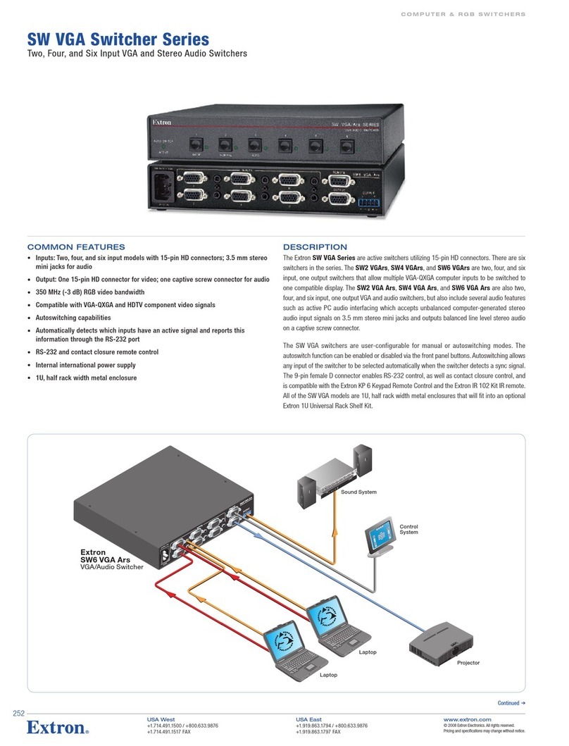 Extron electronics SW2 VGA Ars User manual