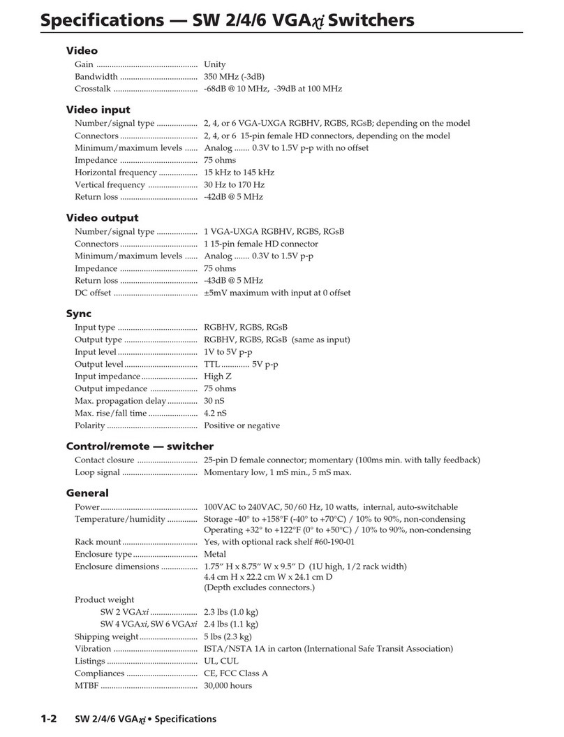 Extron electronics SW 2/4/6 VGAxi Specifications