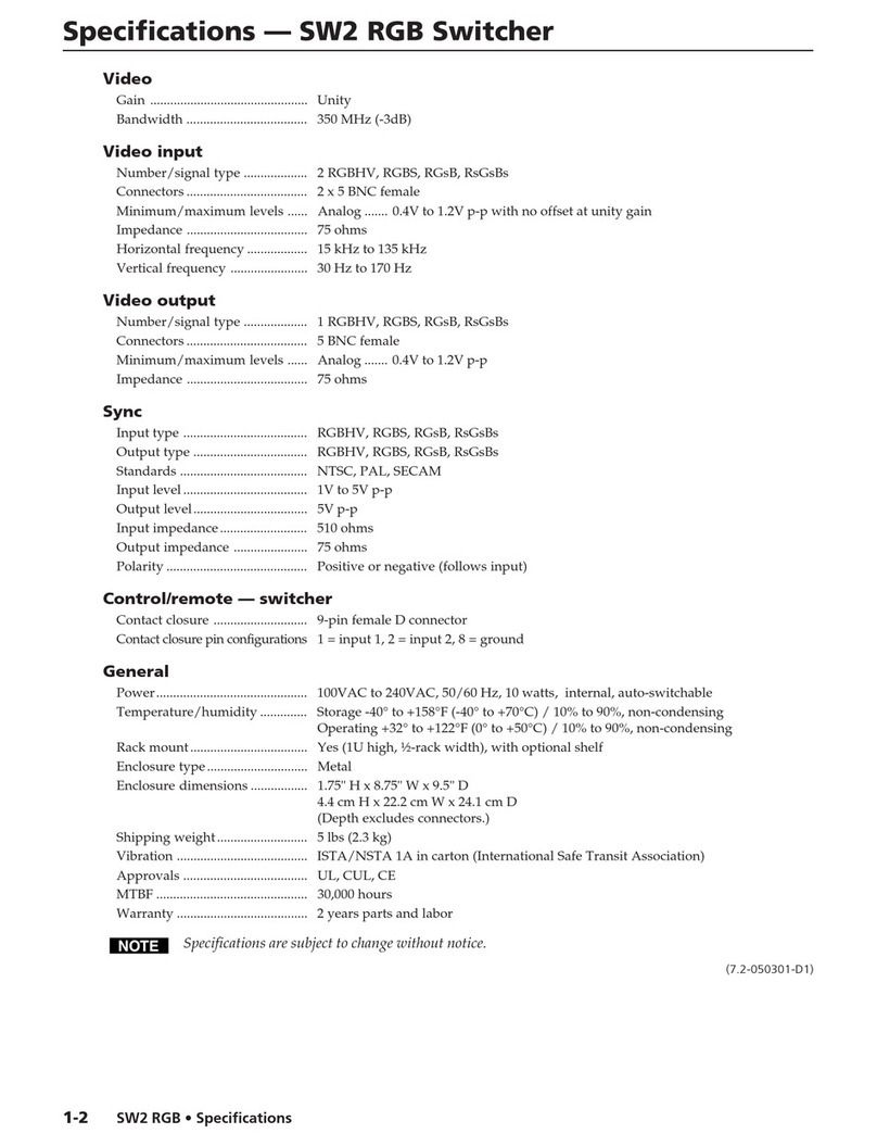 Extron electronics SW 2 RGB Specifications