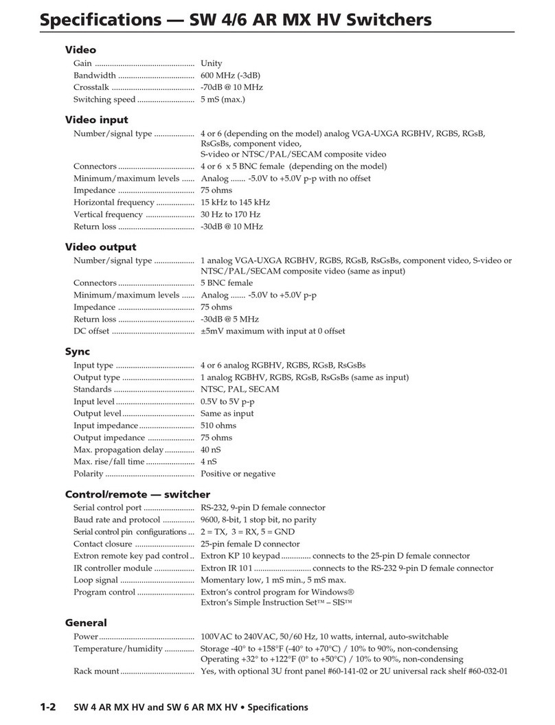 Extron electronics SW 4 AR MX HV Specifications