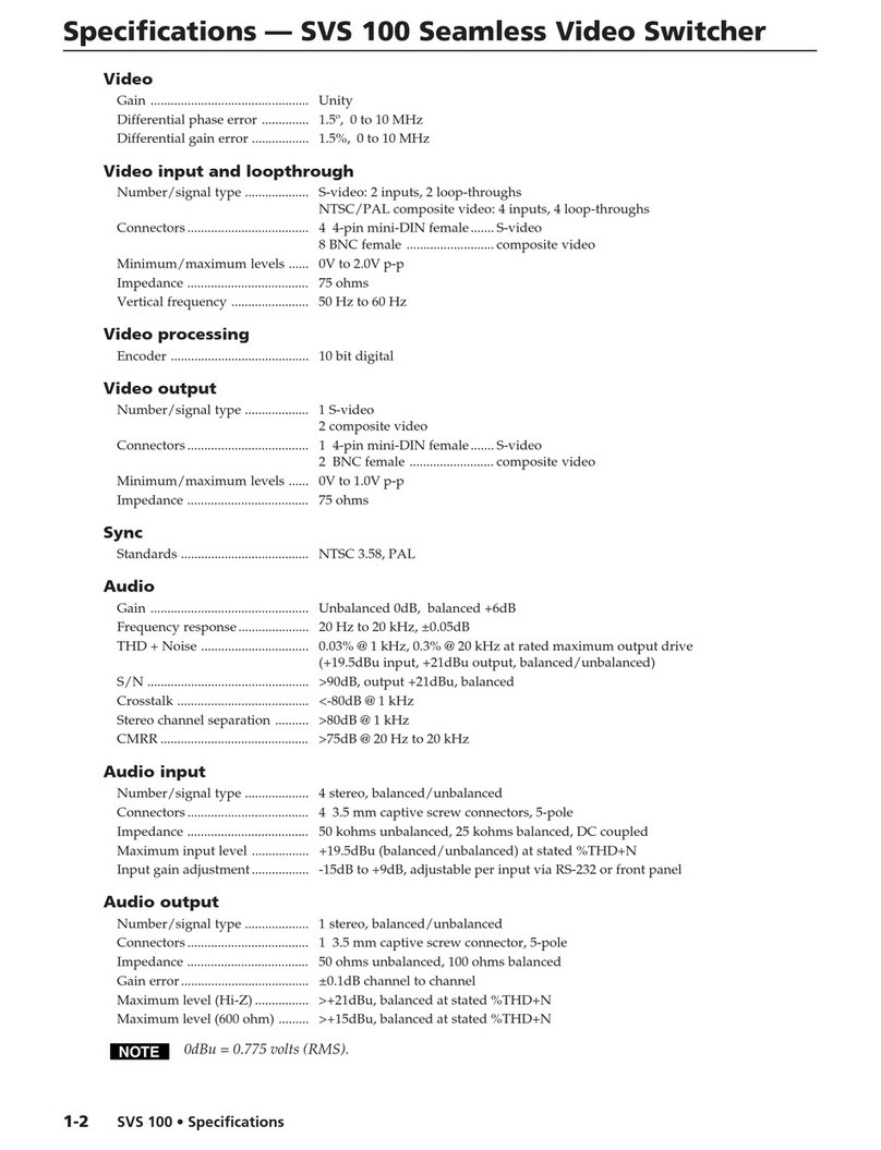 Extron electronics SVS 100 User manual