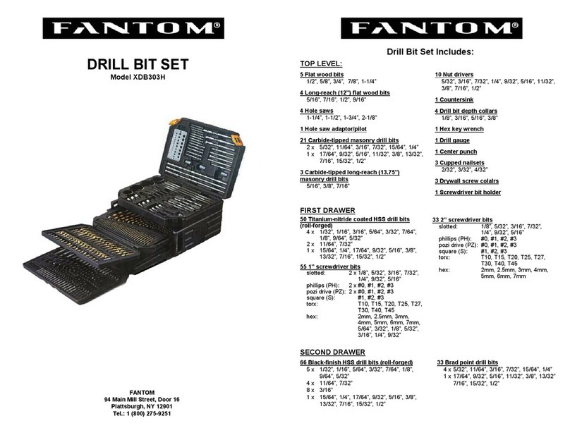 Fantom DRILL BIT SET XDB303H user manual