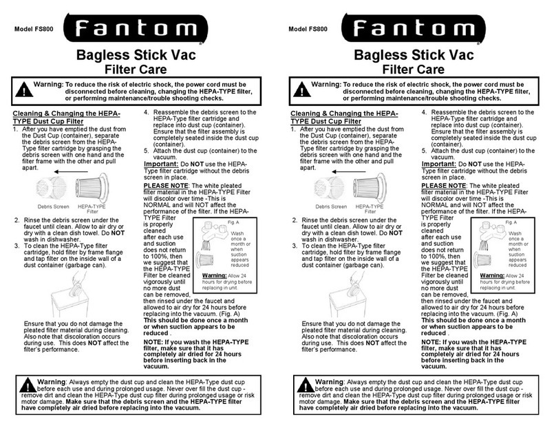 Fantom FS800 Filter Care Guide
