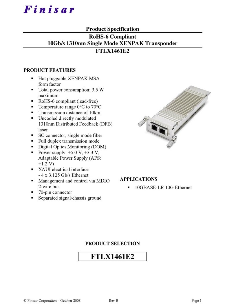 Finisar Single Mode XENPAK Transponder FTLX1461E2 User manual