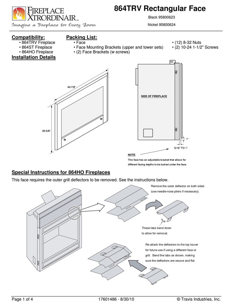 FireplaceXtrordinair 864 TRV (Top/Rear Vent) User manual