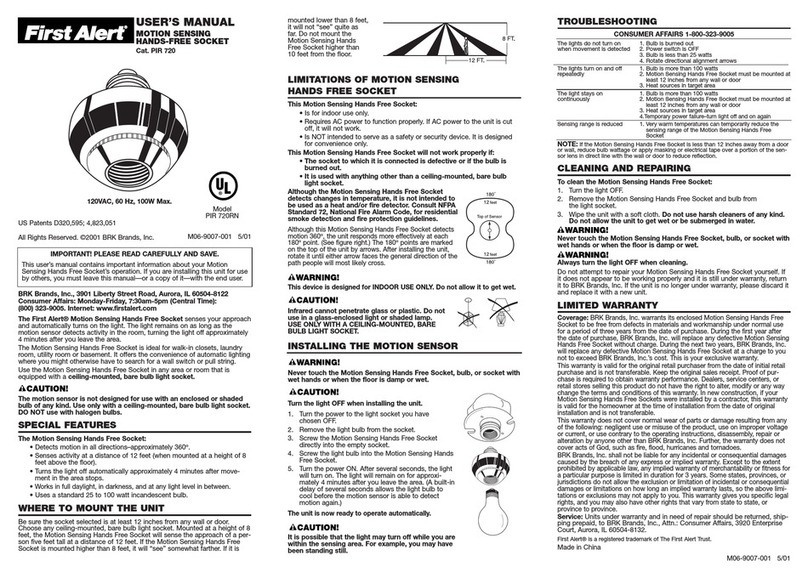 First Alert PIR720R User manual