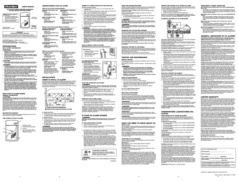 First Alert CO604 user manual