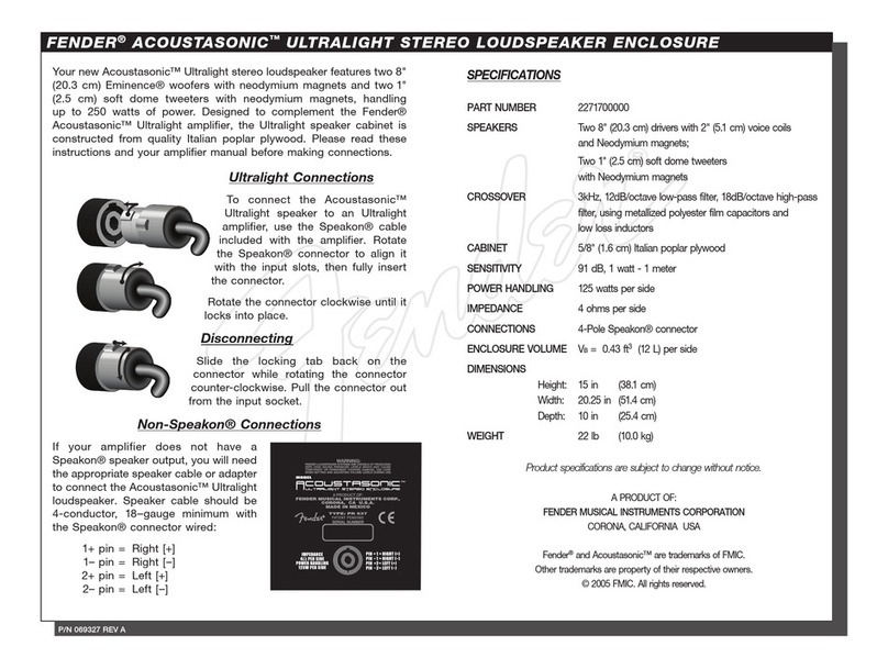 Fender Speaker User manual Fender Speaker User manual