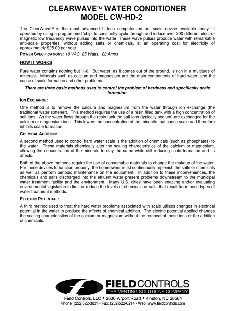 Field Controls Clearwave Water Conditioner CW-HD-2 User manual
