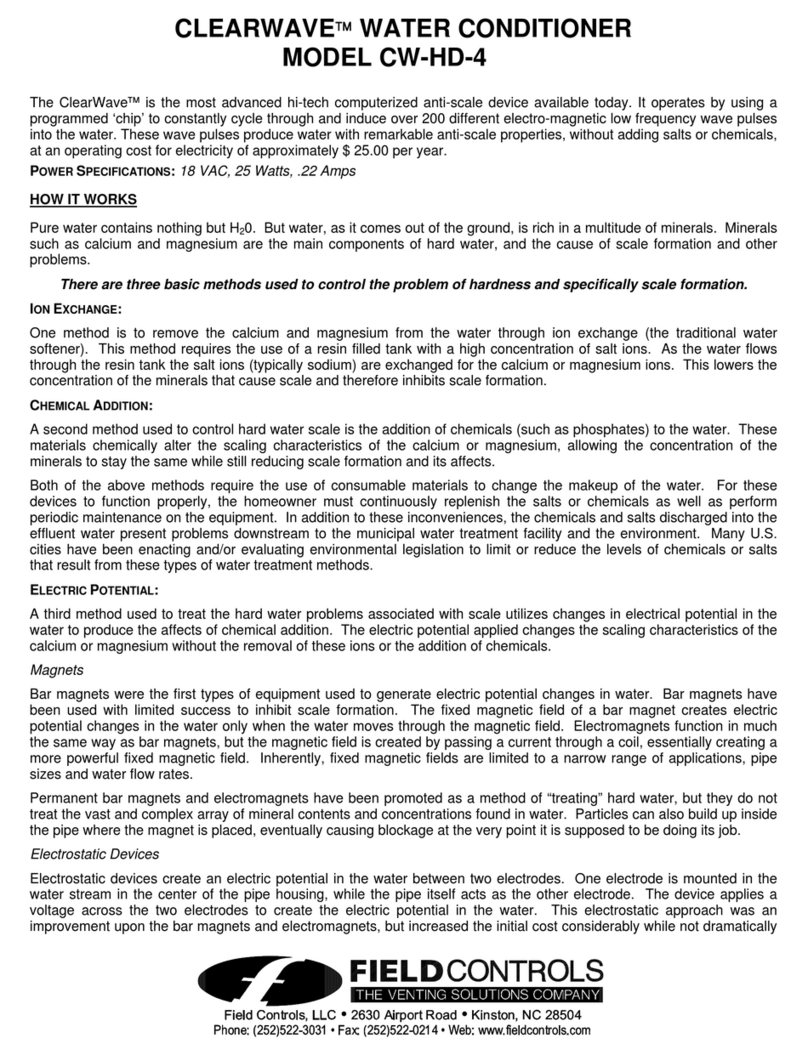 Field Controls CLEARWAVETM WATER CONDITIONER CW-HD-4 installation manual