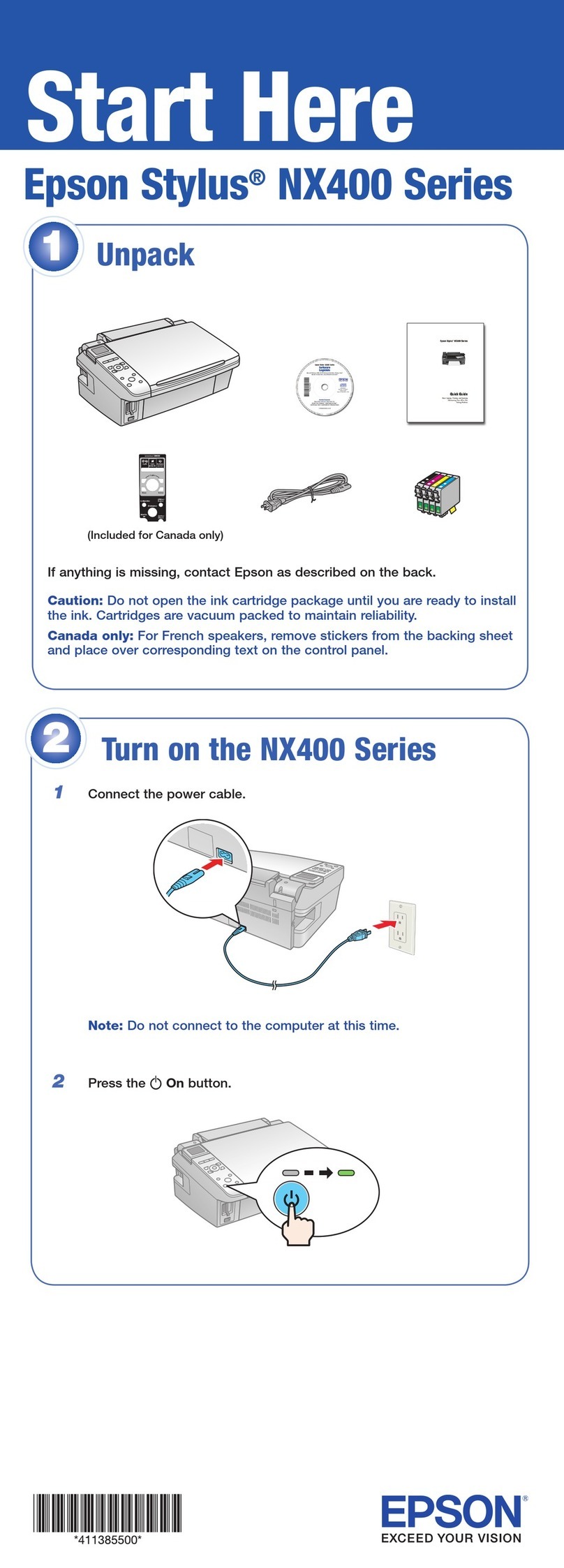 Epson NX400 - Stylus Color Inkjet Instruction Manual
