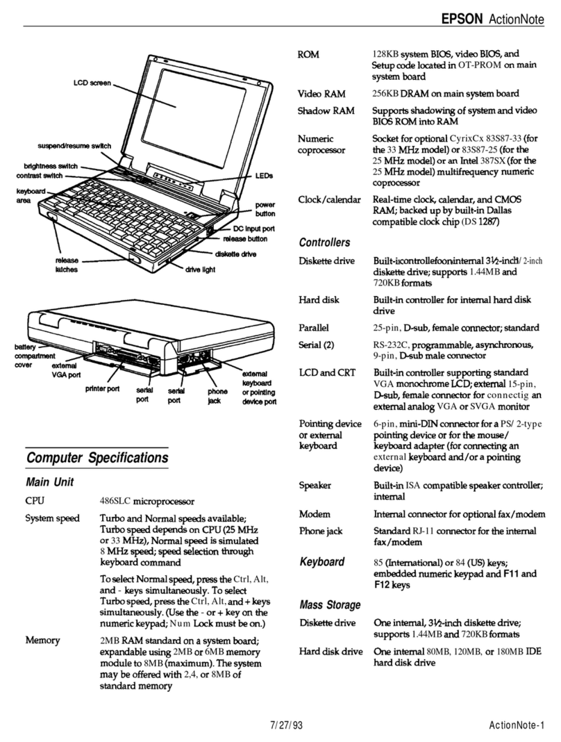 Epson ActionNote 4SLC-25 User manual