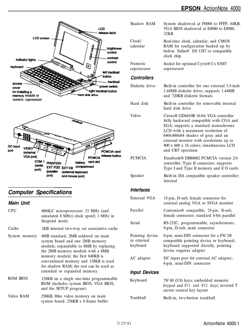 Epson ActionNote 4000 User manual