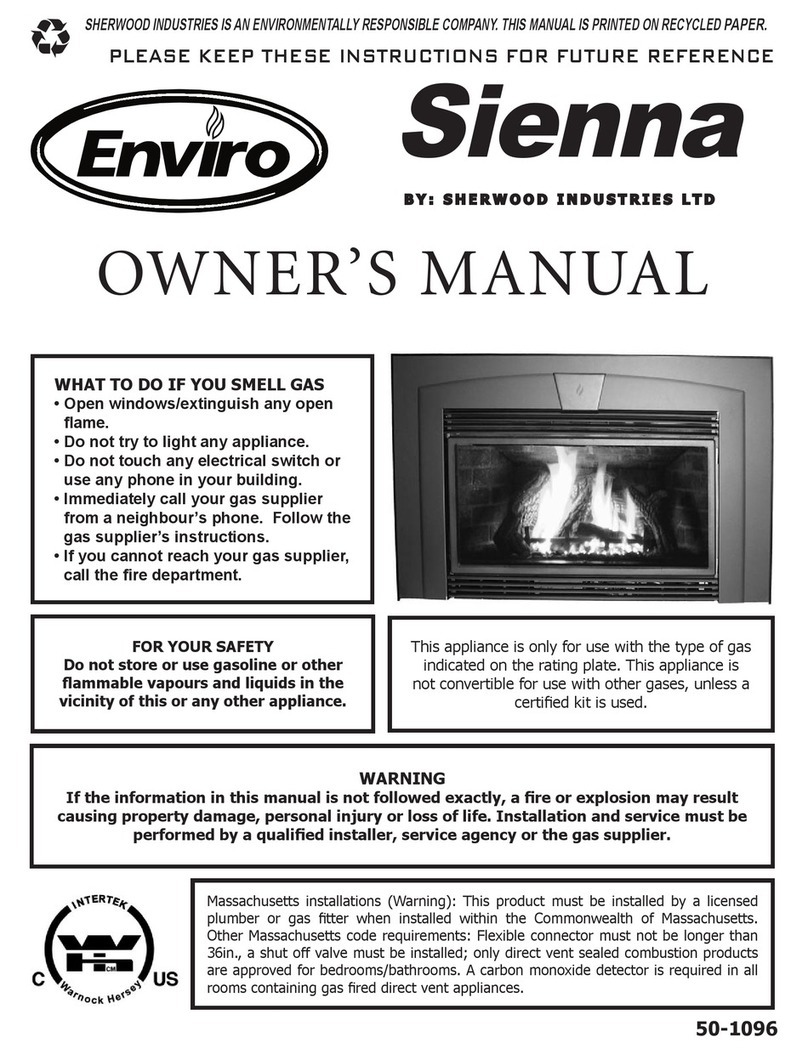 Enviro Sienna Indoor Gas Fireplace owner's manual