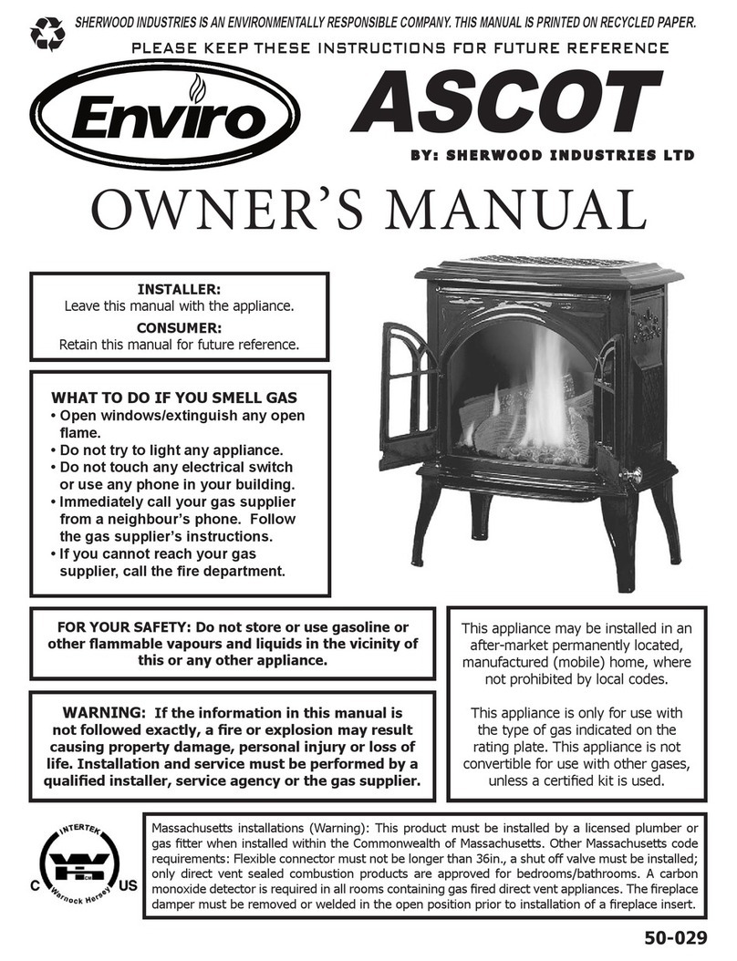 Enviro ASCOT VENTED GAS FIREPLACE HEATER owner's manual