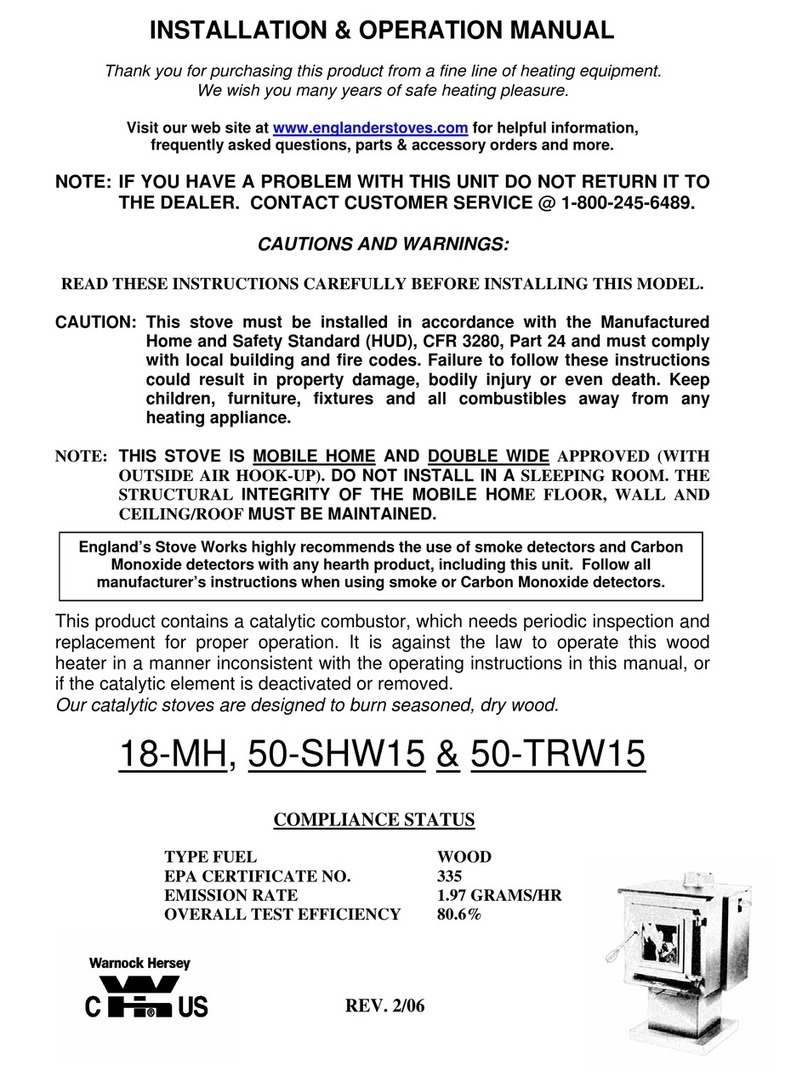 England's Stove Works 18-MH Installation and operation manual