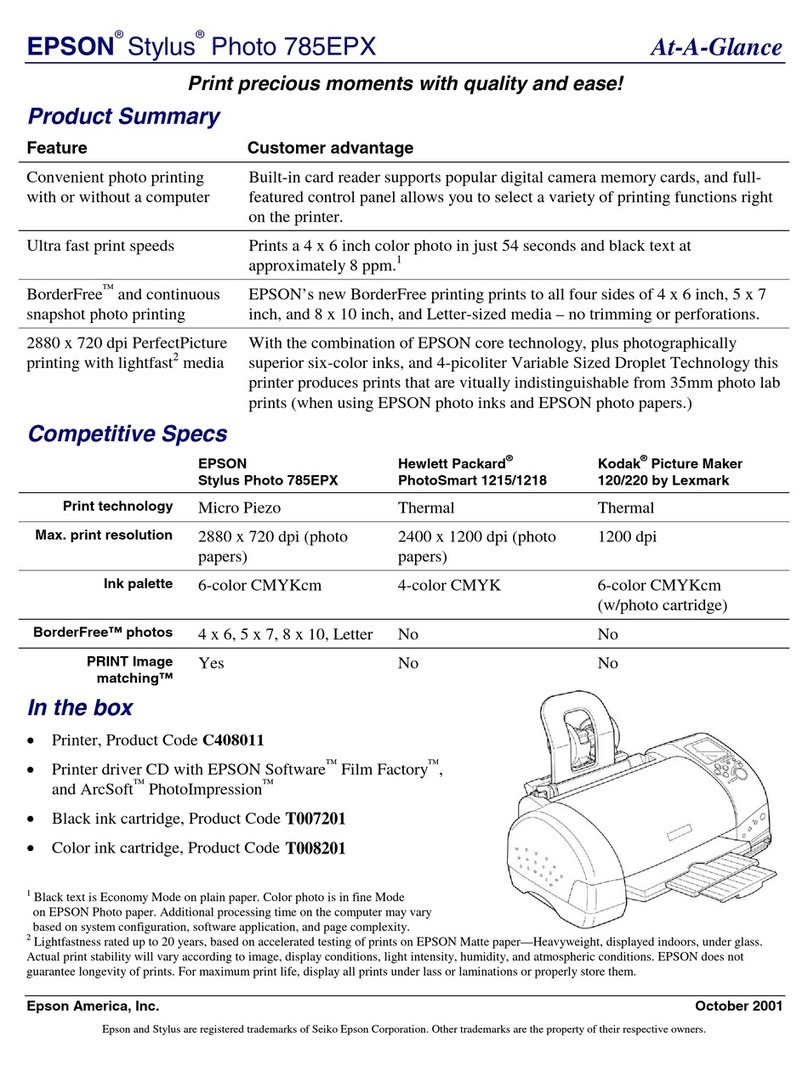 Epson 785EPX - Stylus Photo Color Inkjet Printer User manual
