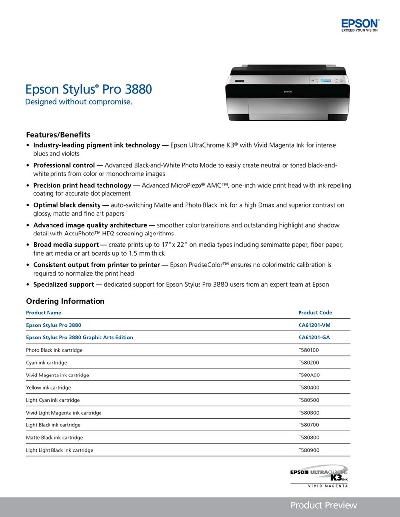 Epson 3880 - Stylus Pro Color Inkjet Printer User manual