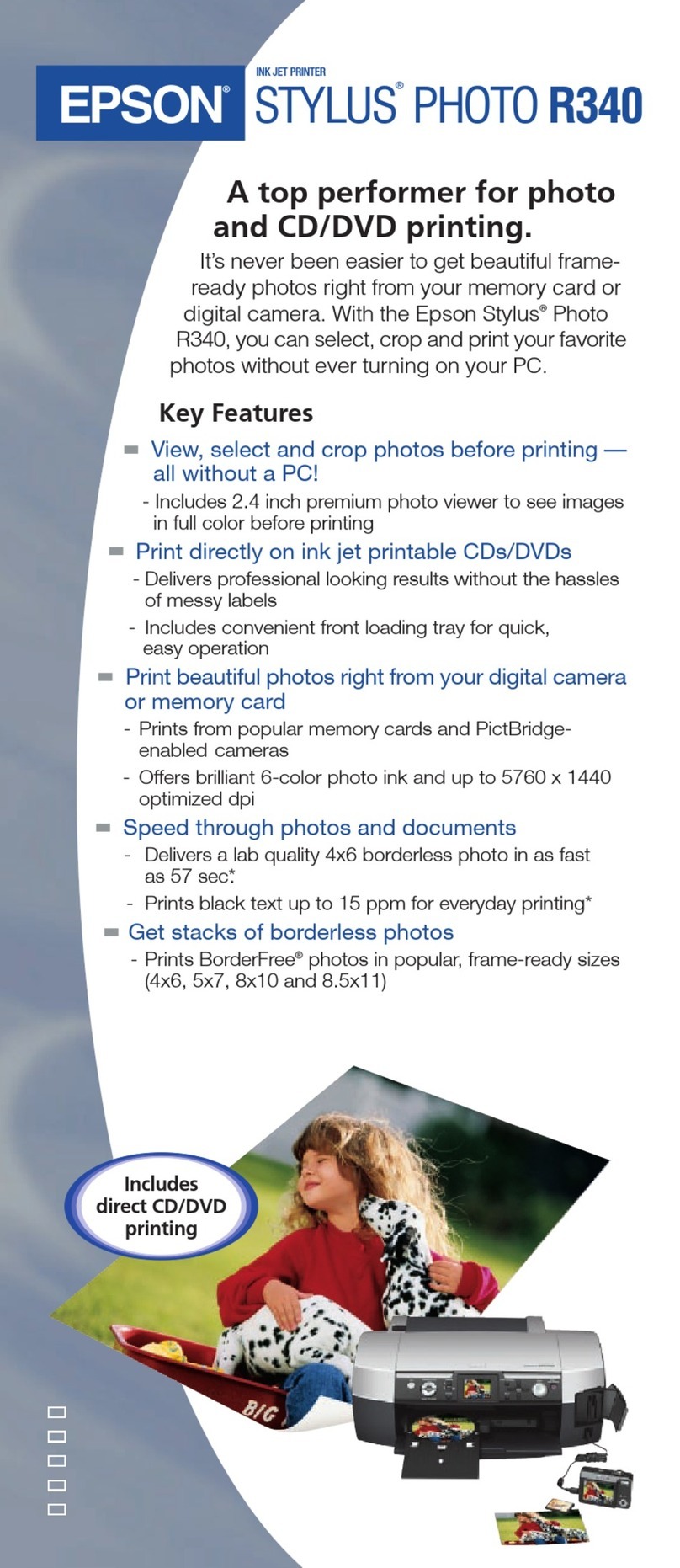 Epson R340 - Stylus Photo Color Inkjet Printer User manual