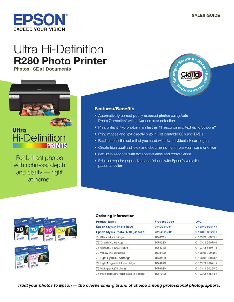 Epson R280 - Stylus Photo Color Inkjet Printer User manual