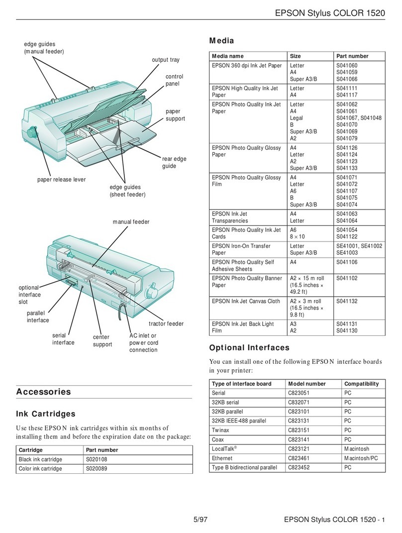 Epson 1520 - Stylus Color Inkjet Printer User manual