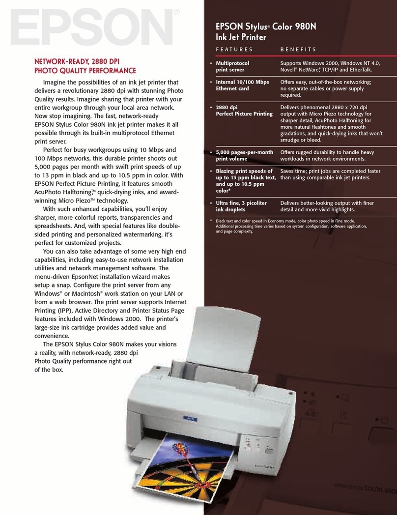 Epson 980N - Stylus Color Inkjet Printer User manual