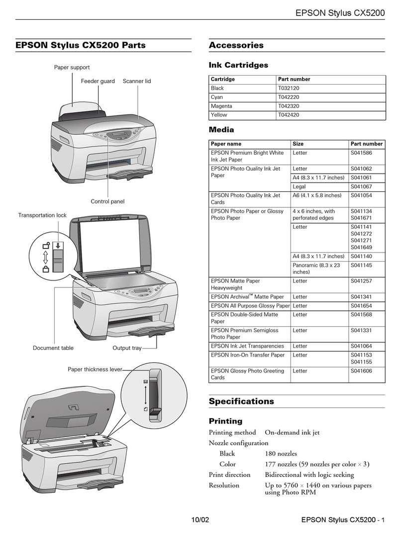 Epson CX5200 - Stylus Color Inkjet User manual