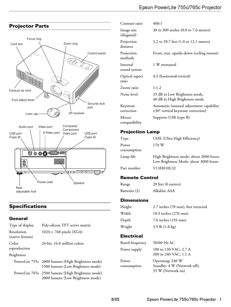Epson PowerLite 765c User manual
