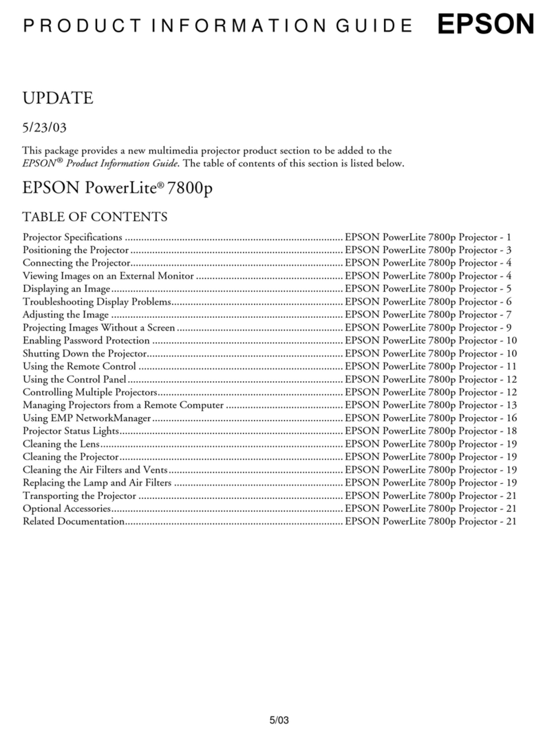 Epson 7800p - PowerLite XGA LCD Projector Installation and operation manual