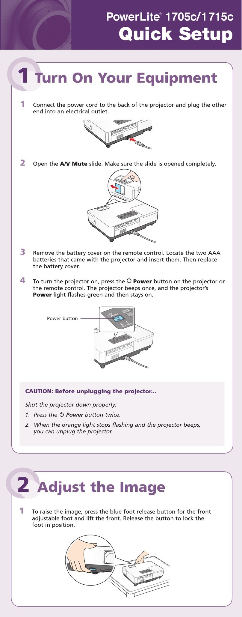Epson 1705C - PowerLite XGA LCD Projector Specification sheet