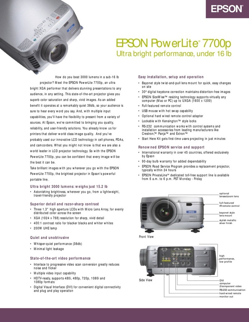 Epson 7700p - PowerLite XGA LCD Projector User manual