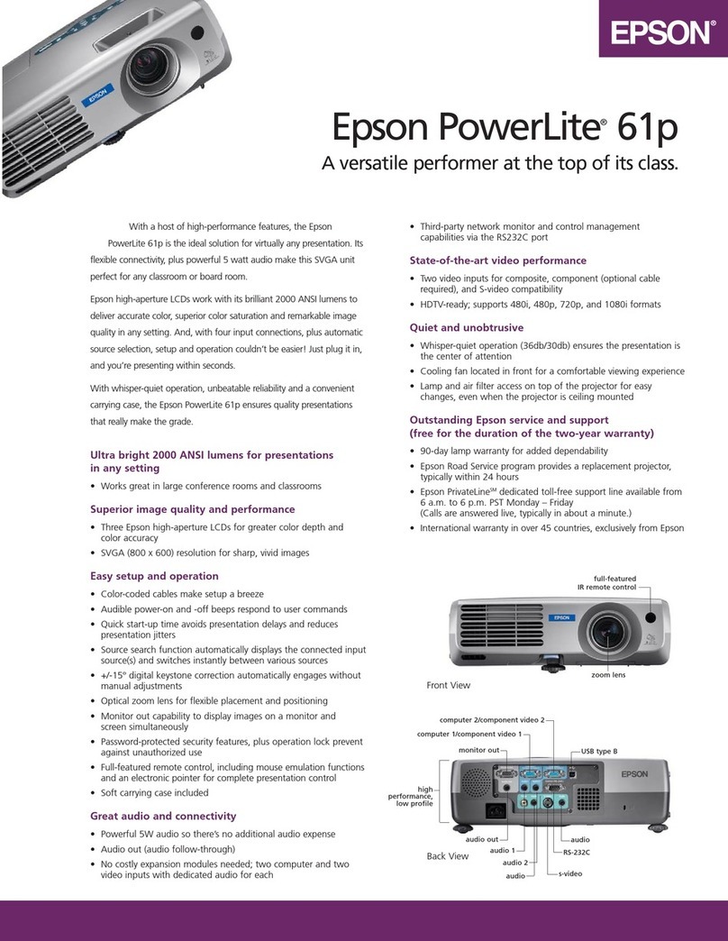 Epson PowerLite 61p Specifications