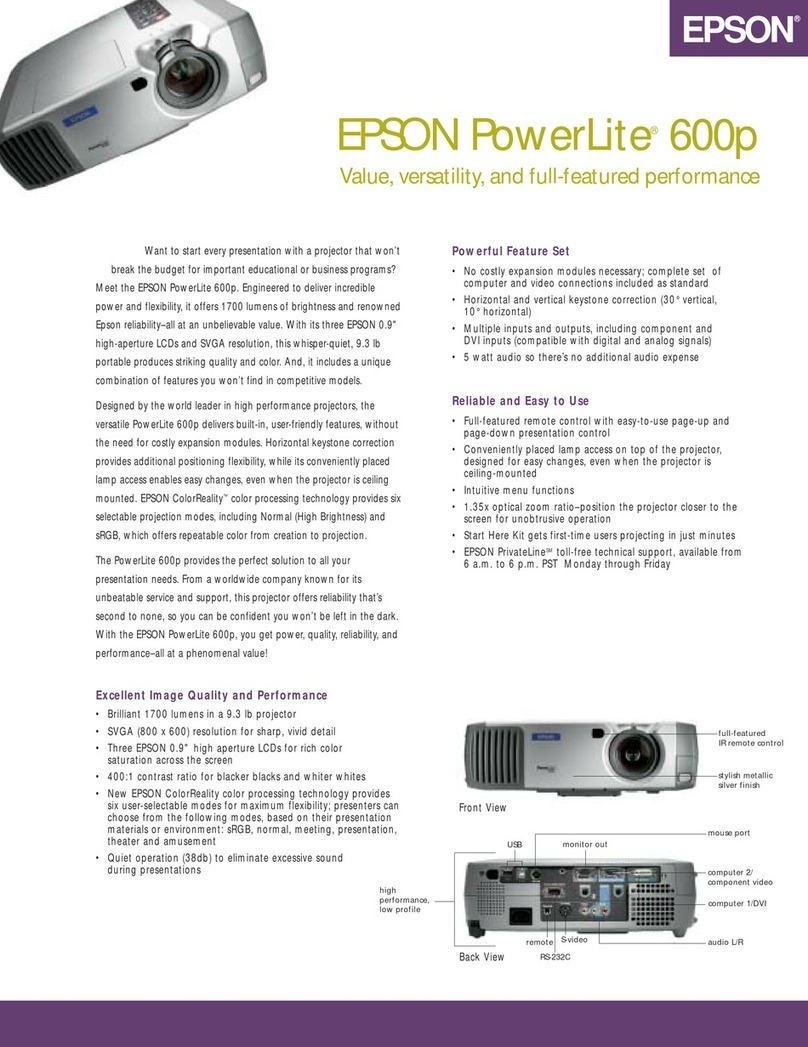 Epson PowerLite 600p Specifications