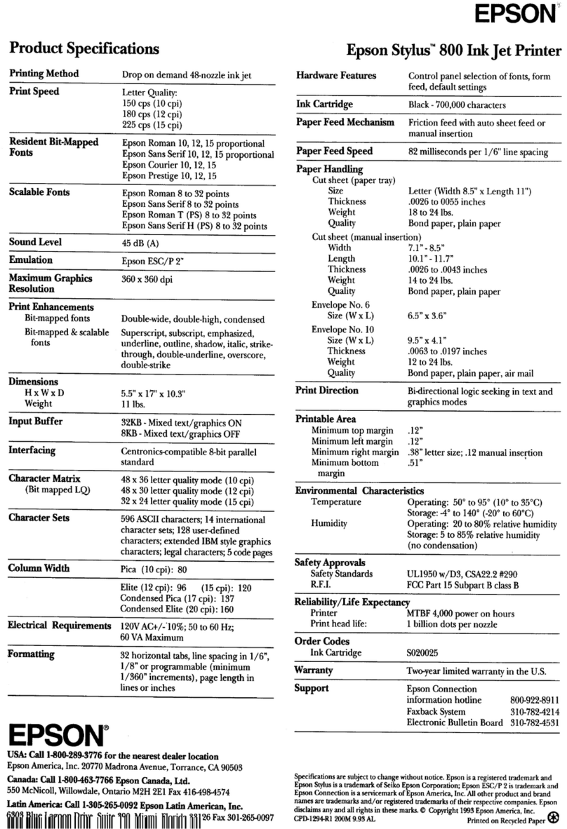 Epson EMP 800 User manual