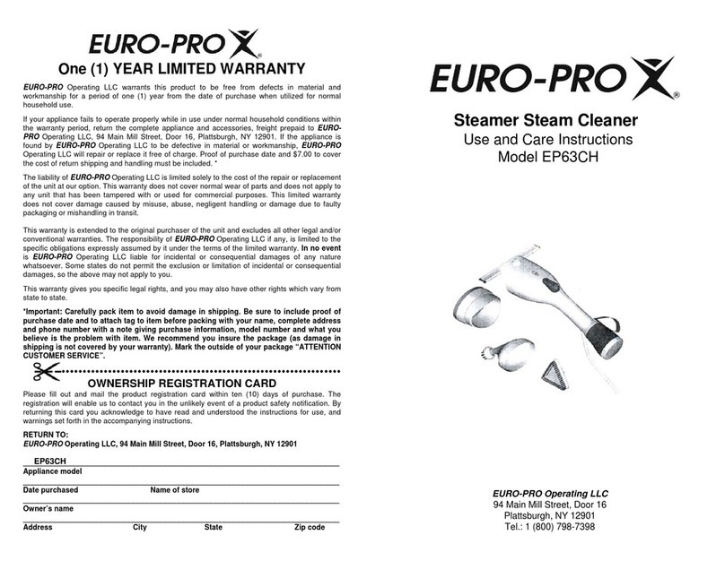 EUROPRO EP63CH Use and care instructions