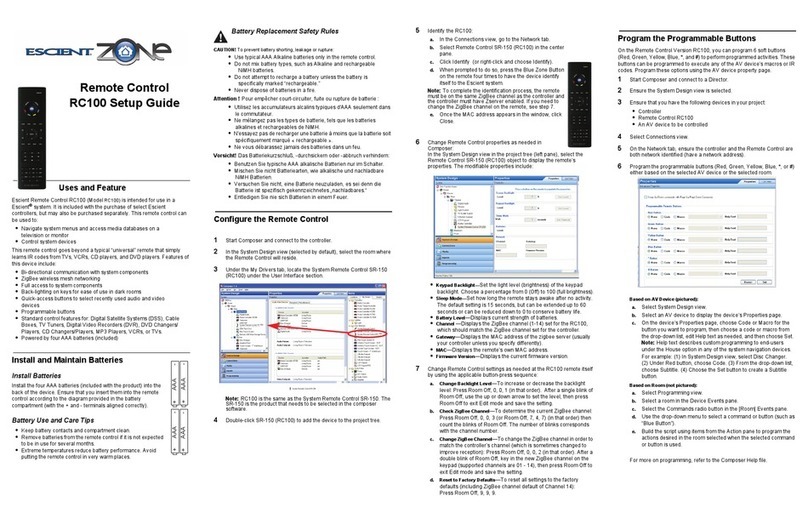 Escient ESCIENT RC100 User manual