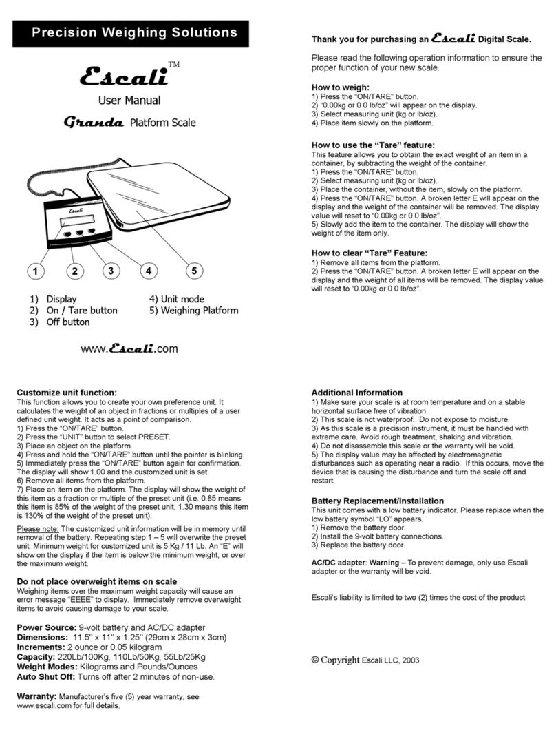 Escali Granda Granda Platform Scale User manual
