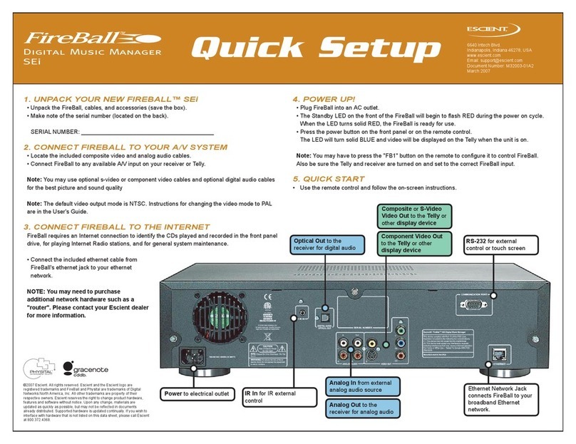 Escient FireBall Digital Music Manager Quick setup