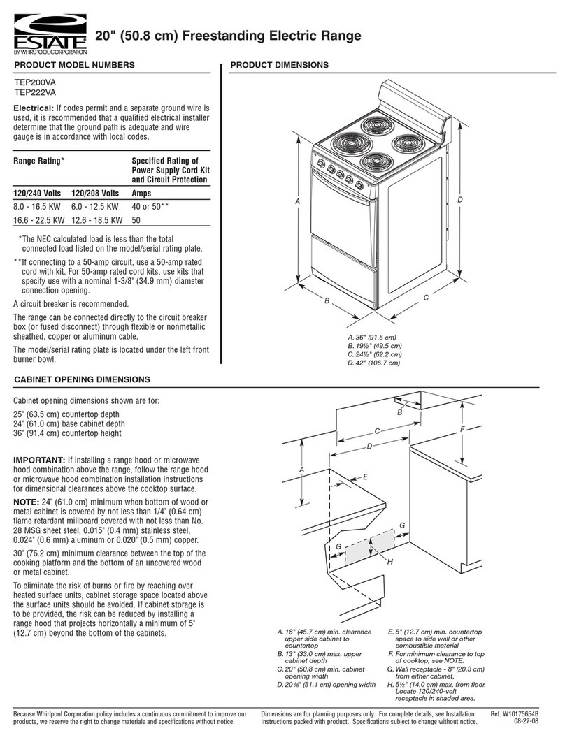 Estate TEP200VA Dimension Guide