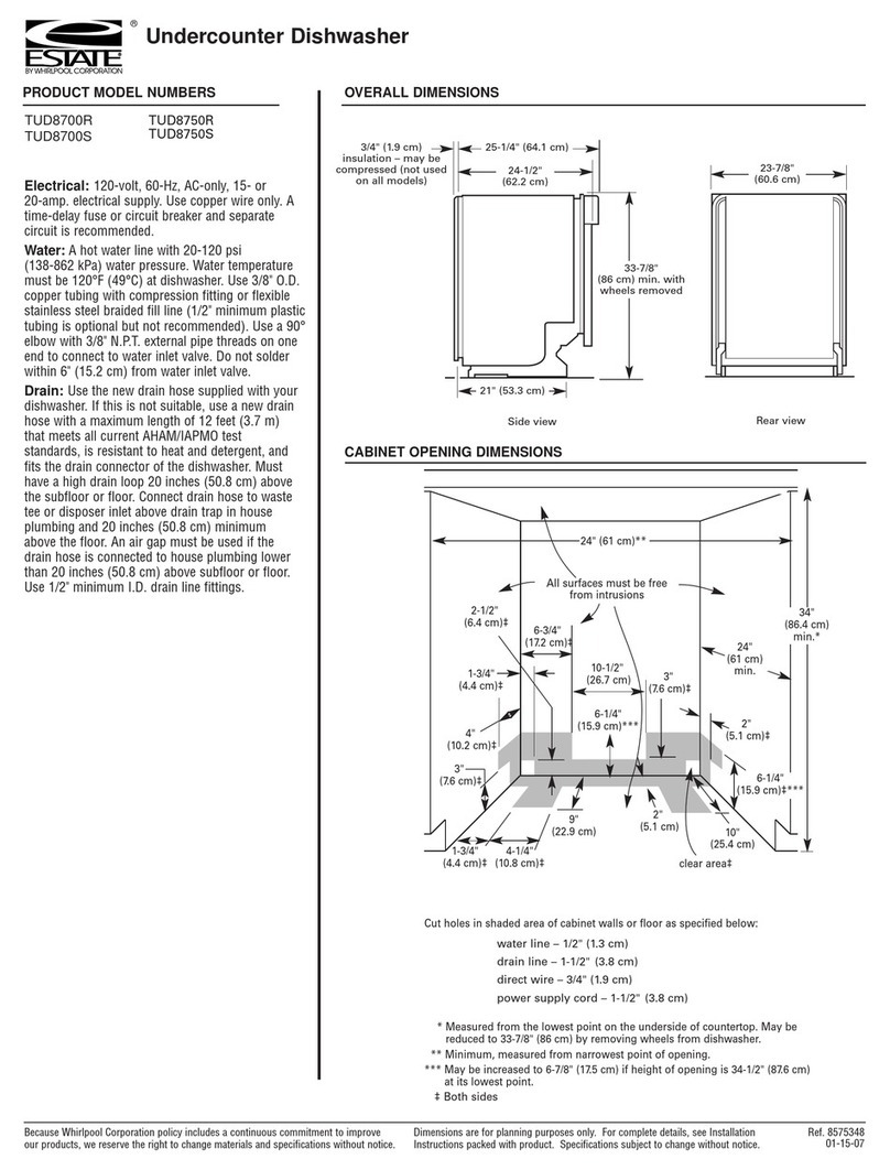 Estate TUD8700R Dimension Guide
