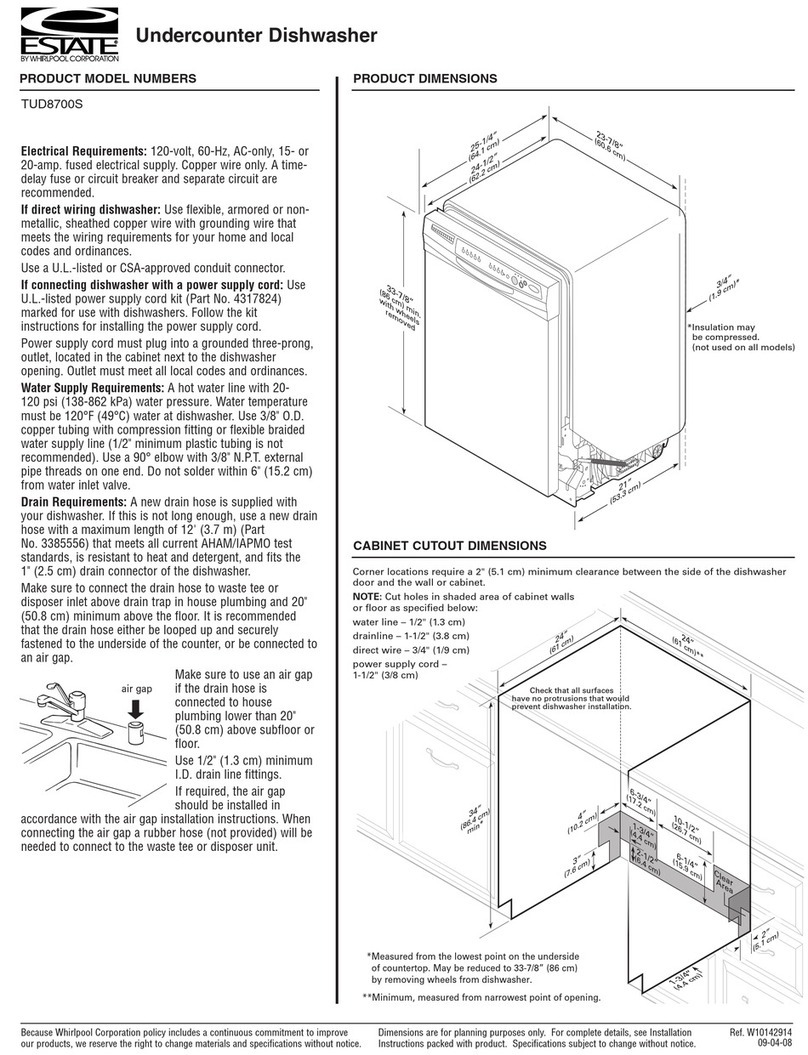 Estate TUD8700S Dimension Guide