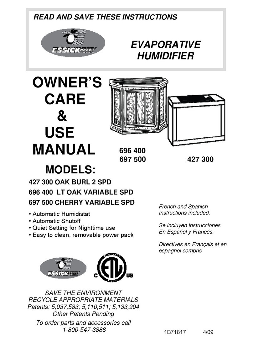 Essick 697 500 Care & use manual