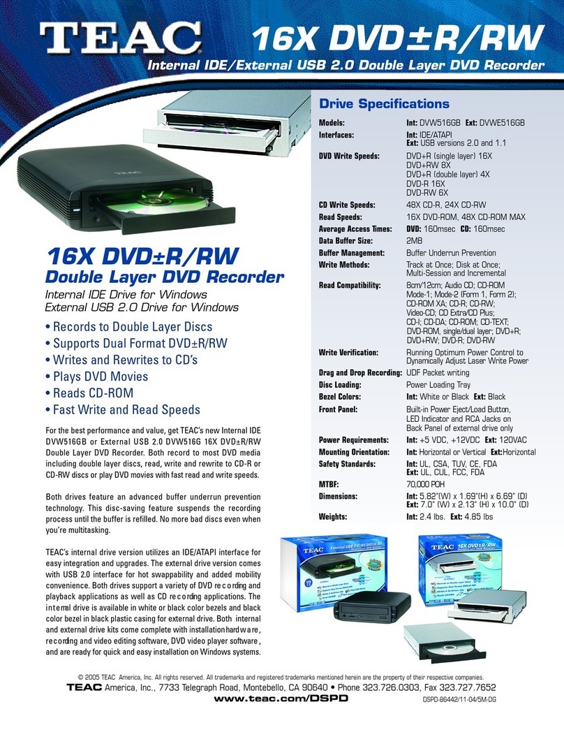 Teac DVWE516GB Specification sheet