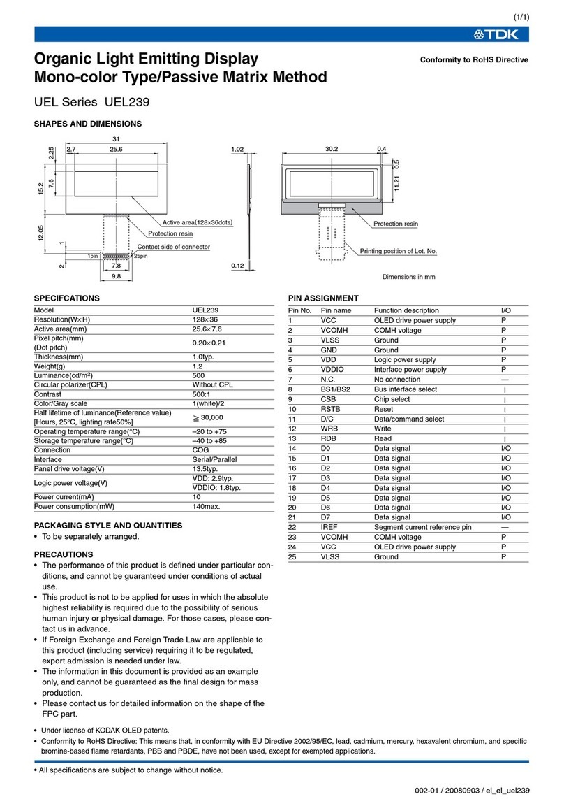 TDK UEL Series UEL239 Specification sheet