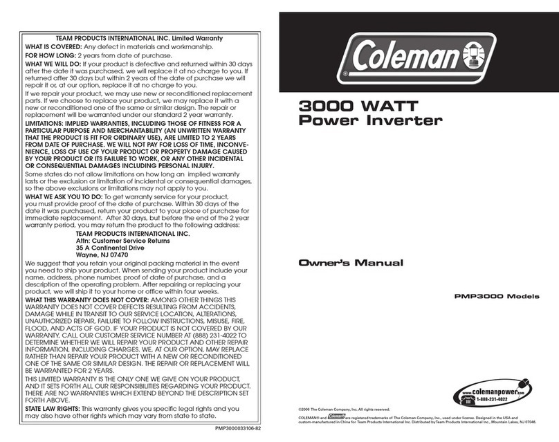 Coleman PMP3000 Series User manual