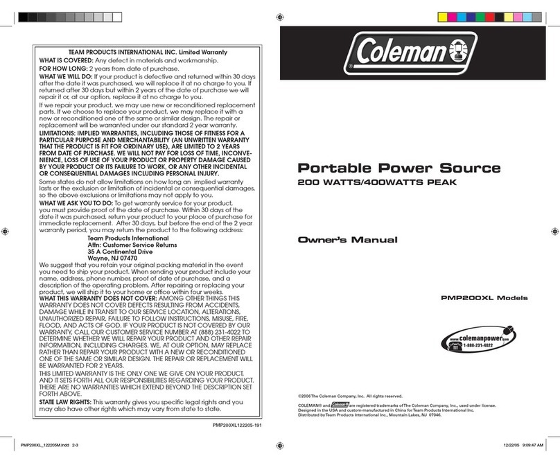 Coleman PMP200XL owner's manual